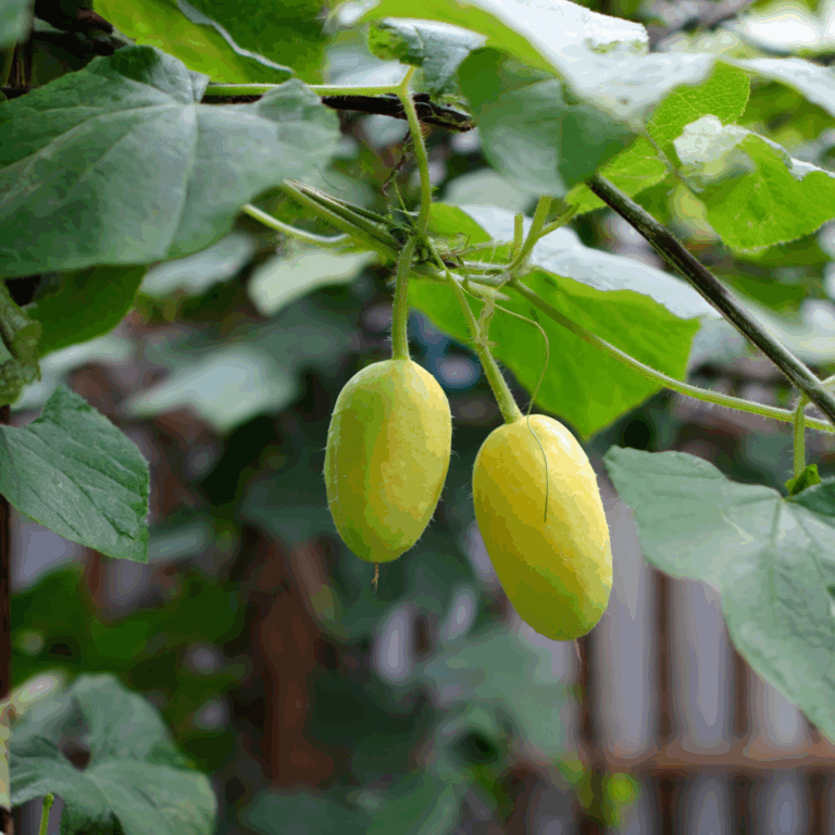 Lemon Cucumber plant growing in a garden
